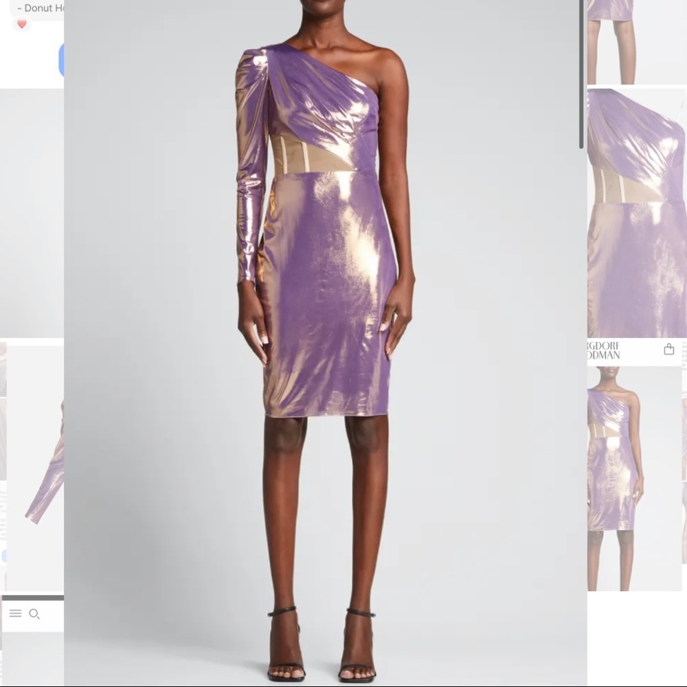 Marchesa Notte One Sleeve Lame Dress / Corset Bodice